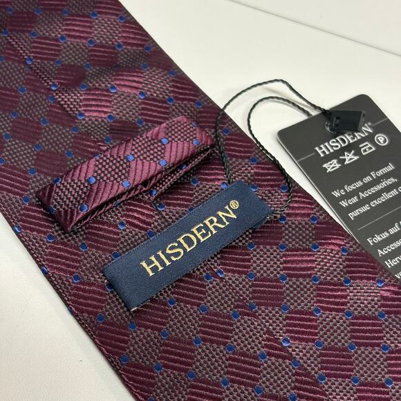 Hisdern XXL Neck Tie Purple Blue Geometric NWT Corpcore Work‎ Office Classic - Picture 3 of 10